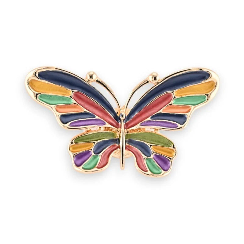 Magnetische Brosche Regenbogen-Schmetterling Golden