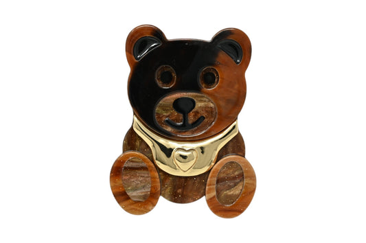 Magnetische Brosche Teddybär Marmorierte Kunstharz