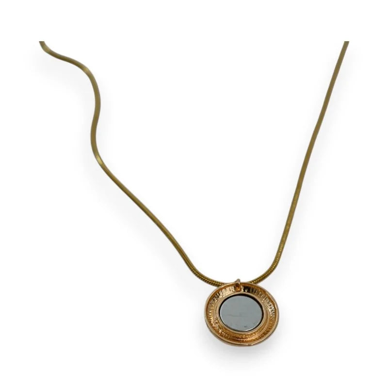 Goldene Magnetkette mit rundem Anhänger und magnetischem Halter für austauschbare Brosche...