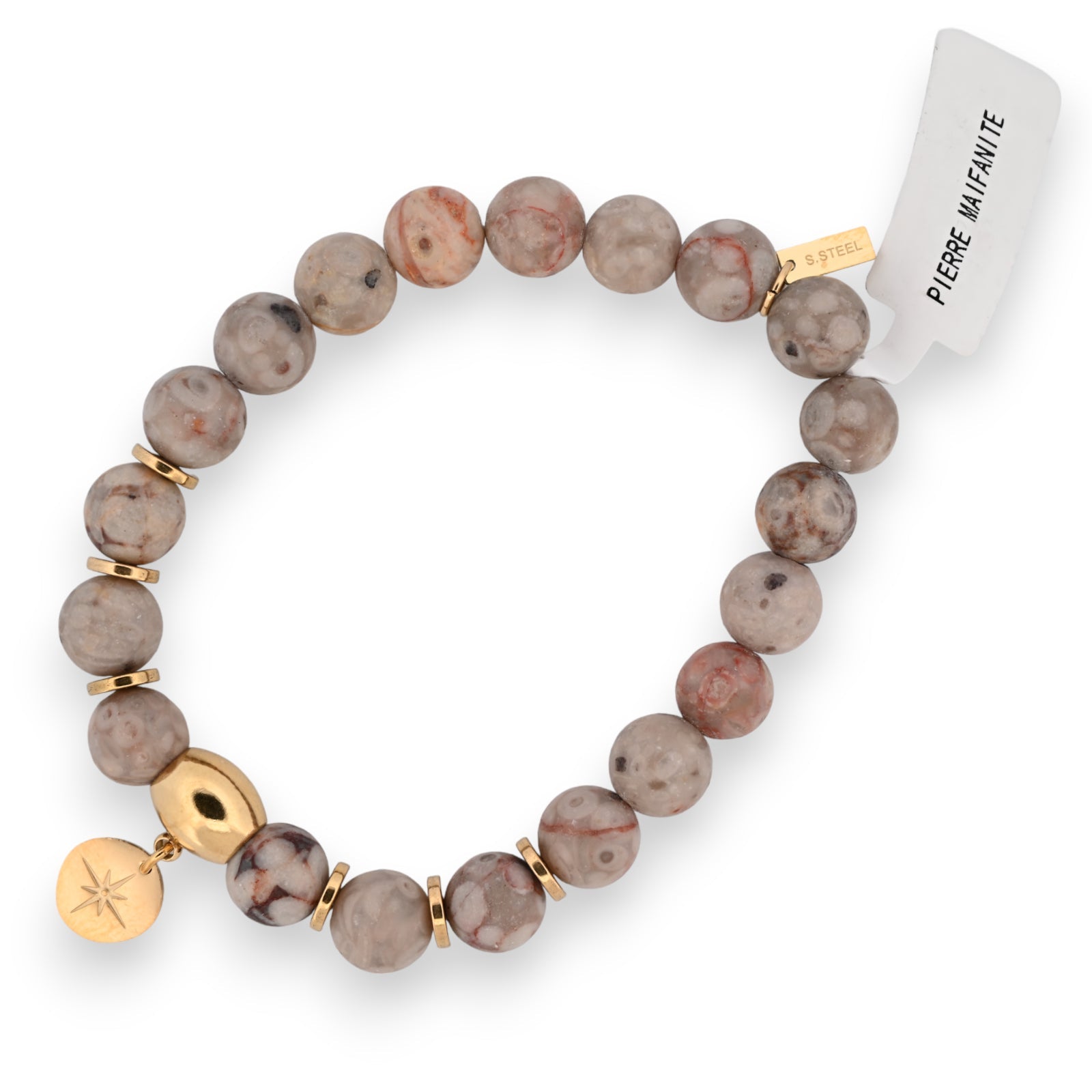Armband aus Maifanit-Stein und Medaillenanhänger