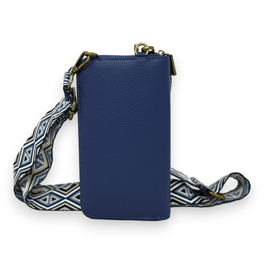 Marineblaue Handytasche und Geldbörse mit Schulterriemen