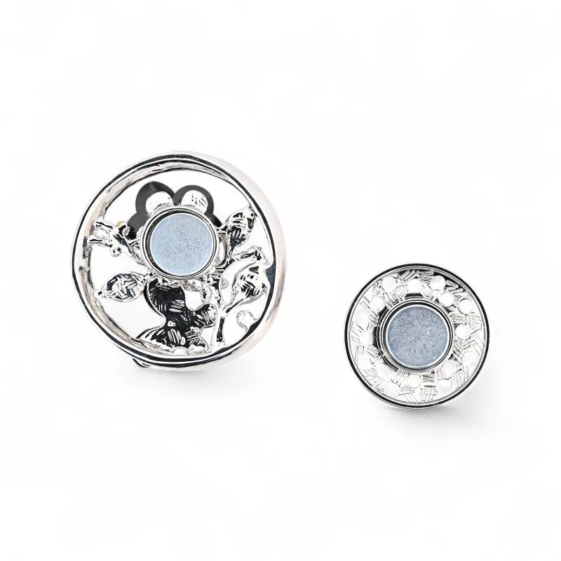 Florales Medaillon Schmetterling marmorierte Flügel Strass Kristall schwarz silber - zeitlose Luxus-Brosche