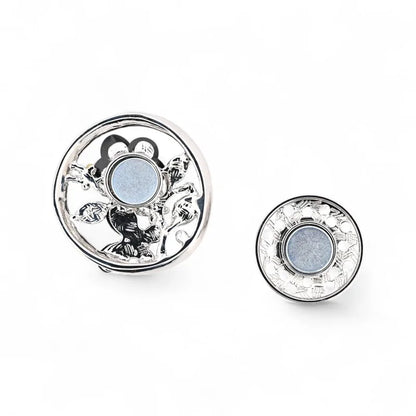 Florales Medaillon Schmetterling marmorierte Flügel Strass Kristall schwarz silber - zeitlose Luxus-Brosche