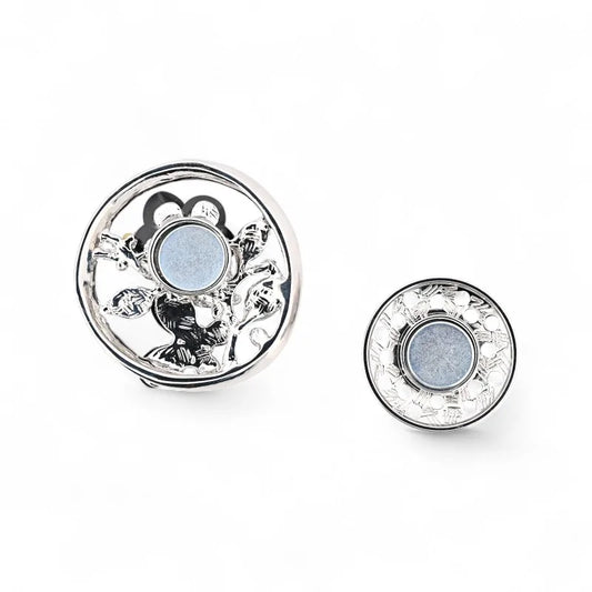 Florales Medaillon Schmetterling marmorierte Flügel Strass Kristall schwarz silber - zeitlose Luxus-Brosche