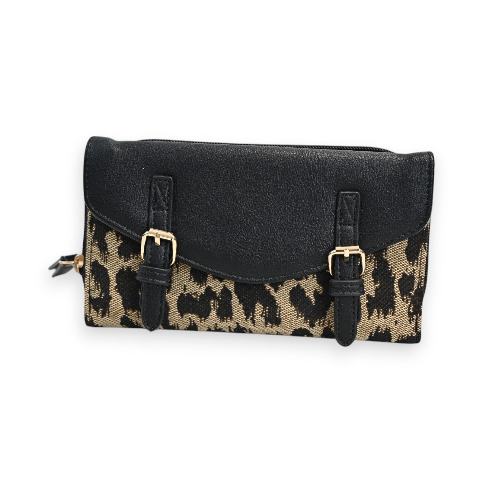 Melanie Paris Geldbörse Leopard Schwarz und Taupe