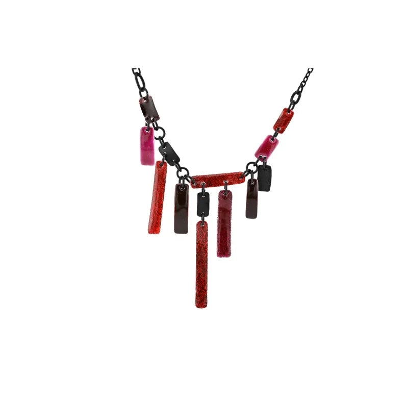 Modeschmuck-Halskette Ikita schwarz und rot
