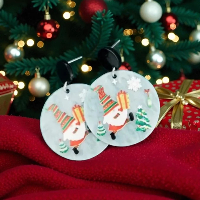 Weihnachts-Ohrringe mit Wichtel-Motiv aus Harz