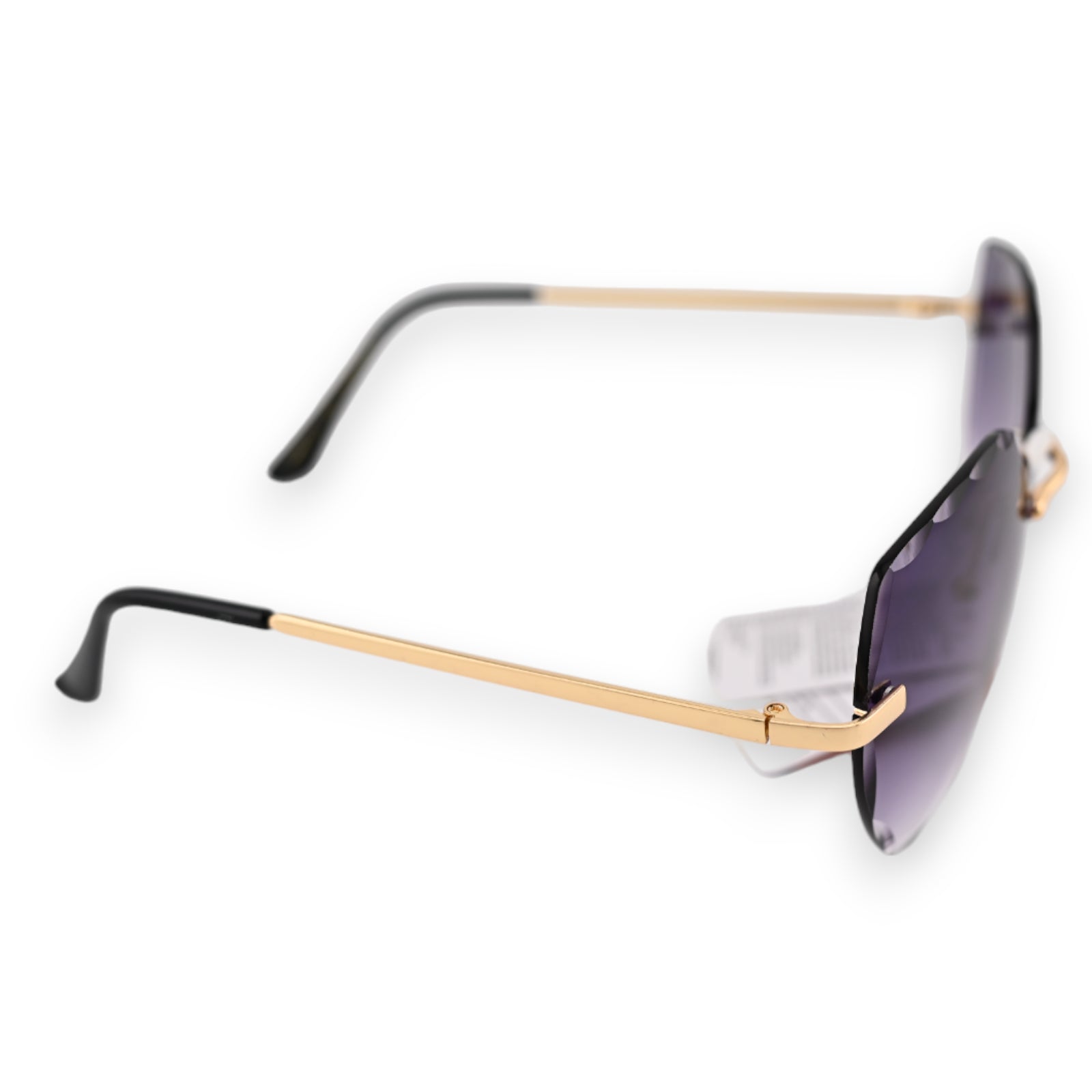 Ovale Sonnenbrille mit schwarzen Gläsern und goldfarbenen Bügeln, elegantes Design für modebewusste Träger