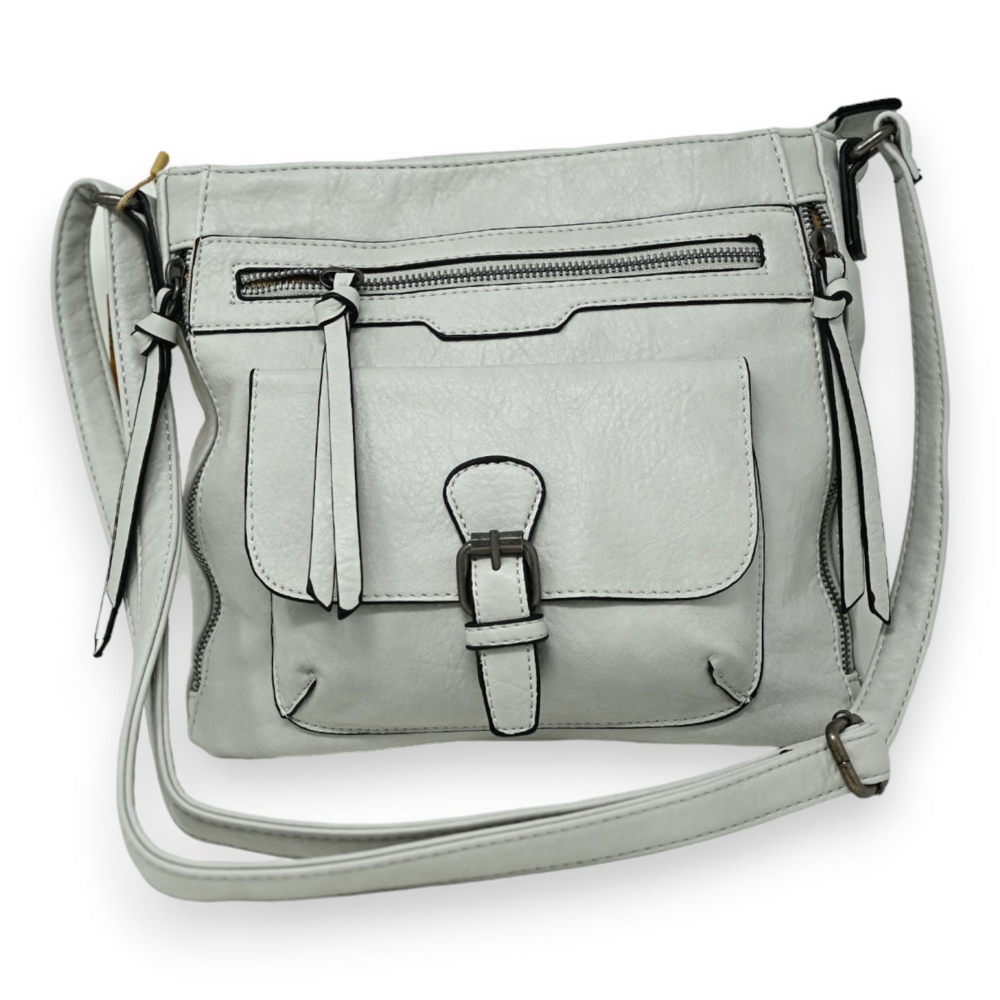 Perlengrauer Umhängetasche mit mehreren Taschen