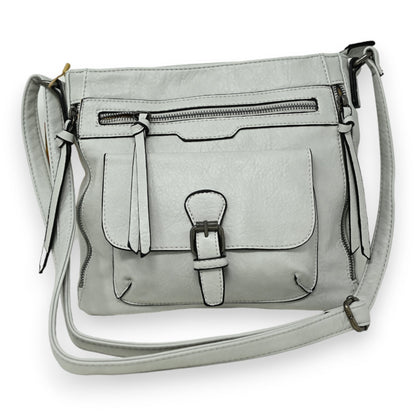 Perlengrauer Umhängetasche mit mehreren Taschen
