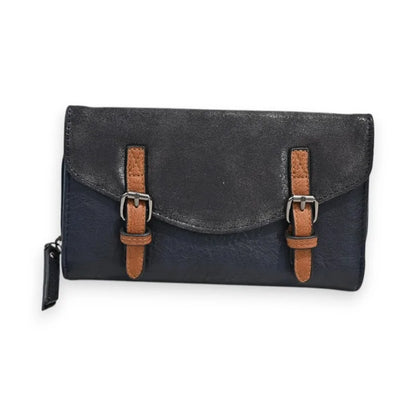 Portemonnaie Mélanie Paris Marineblau glänzende Klappe