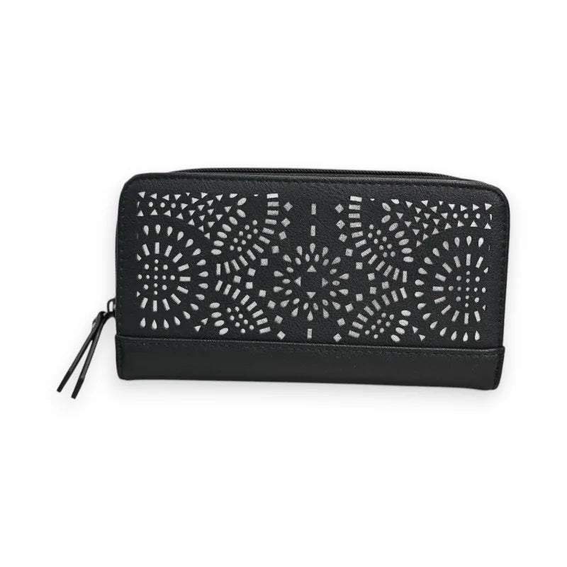 Schwarze Geldbörse Mélanie Paris Silbernes Durchbruchmuster