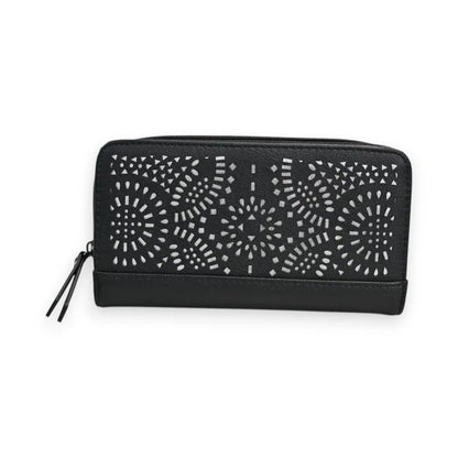Schwarze Geldbörse Mélanie Paris Silbernes Durchbruchmuster