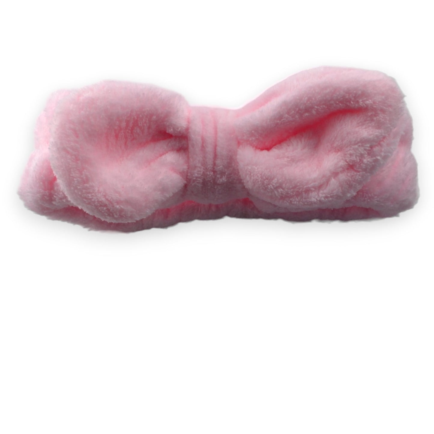Flauschiges rosa Stirnband mit Schleifendesign, weich gepolstert für Komfort beim Schminken oder der Hautpflege