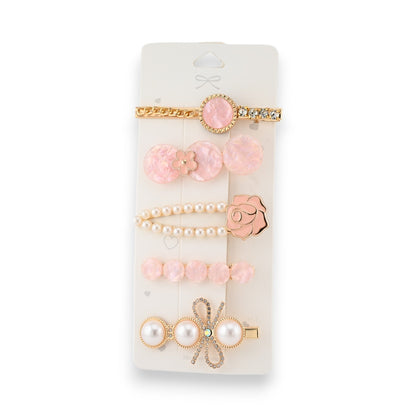 Set Haarspangen in Rosa und Gold