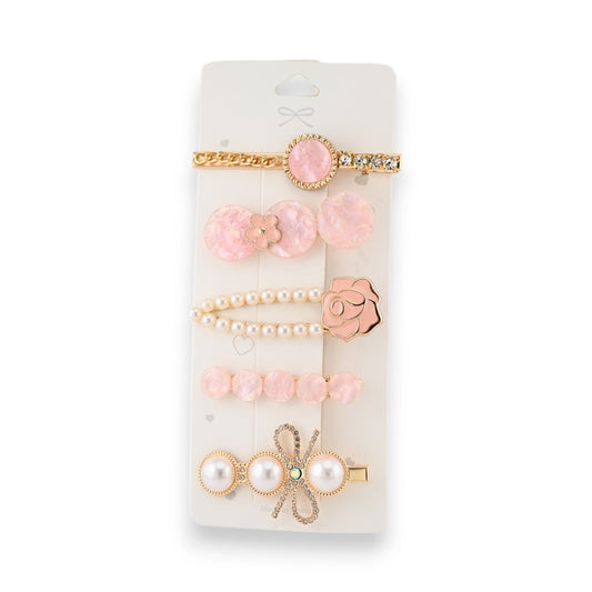 Set Haarspangen in Rosa und Gold