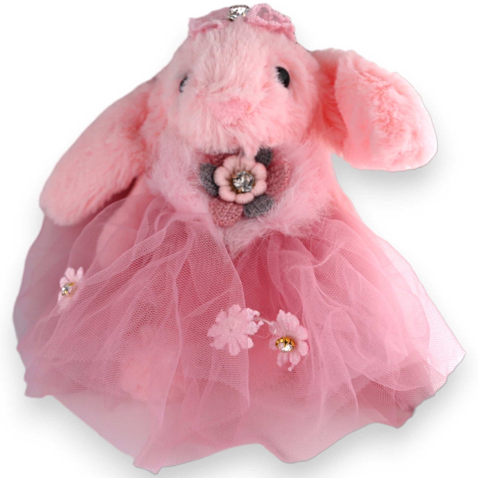 Schlüsselanhänger Shabby Tüll Rosa Hasen