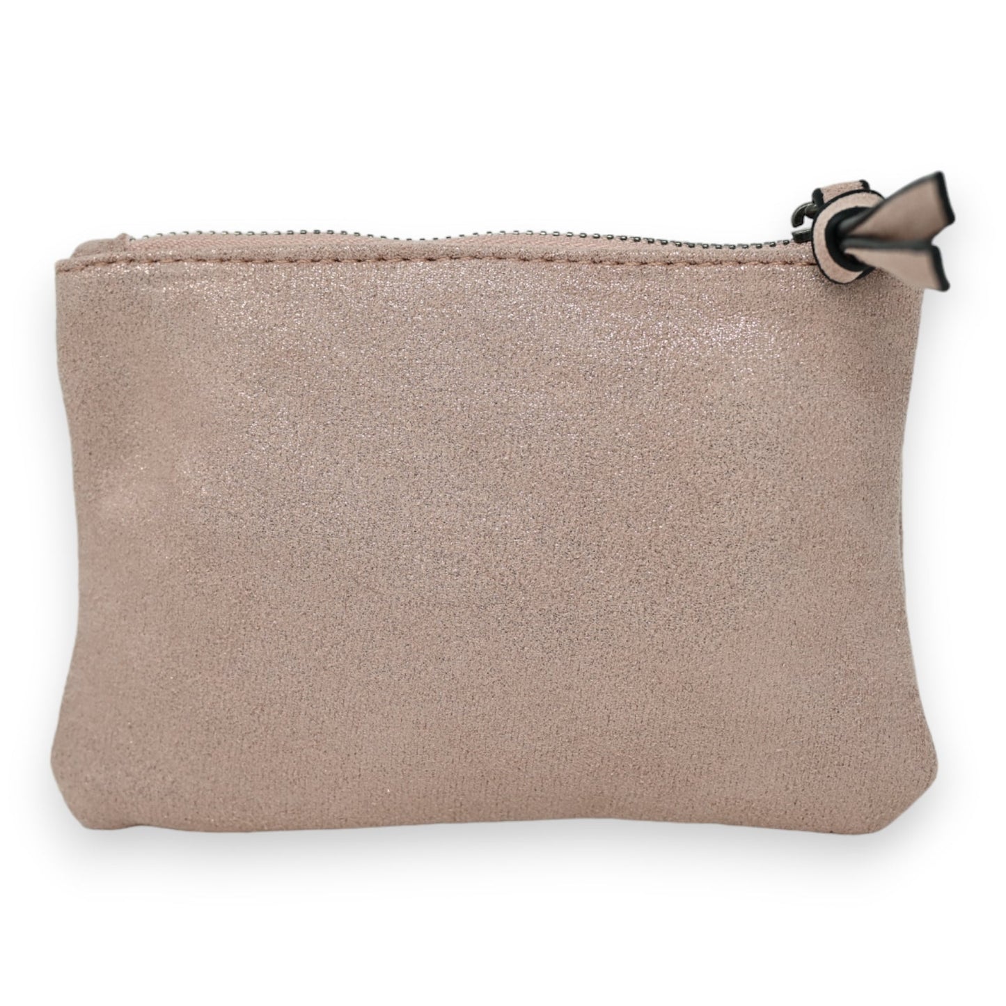 Weiche, glänzende Stoffgeldbörse in Rosé mit Reißverschluss und Sternanhänger, kleine Clutch für Münzen und Karten
