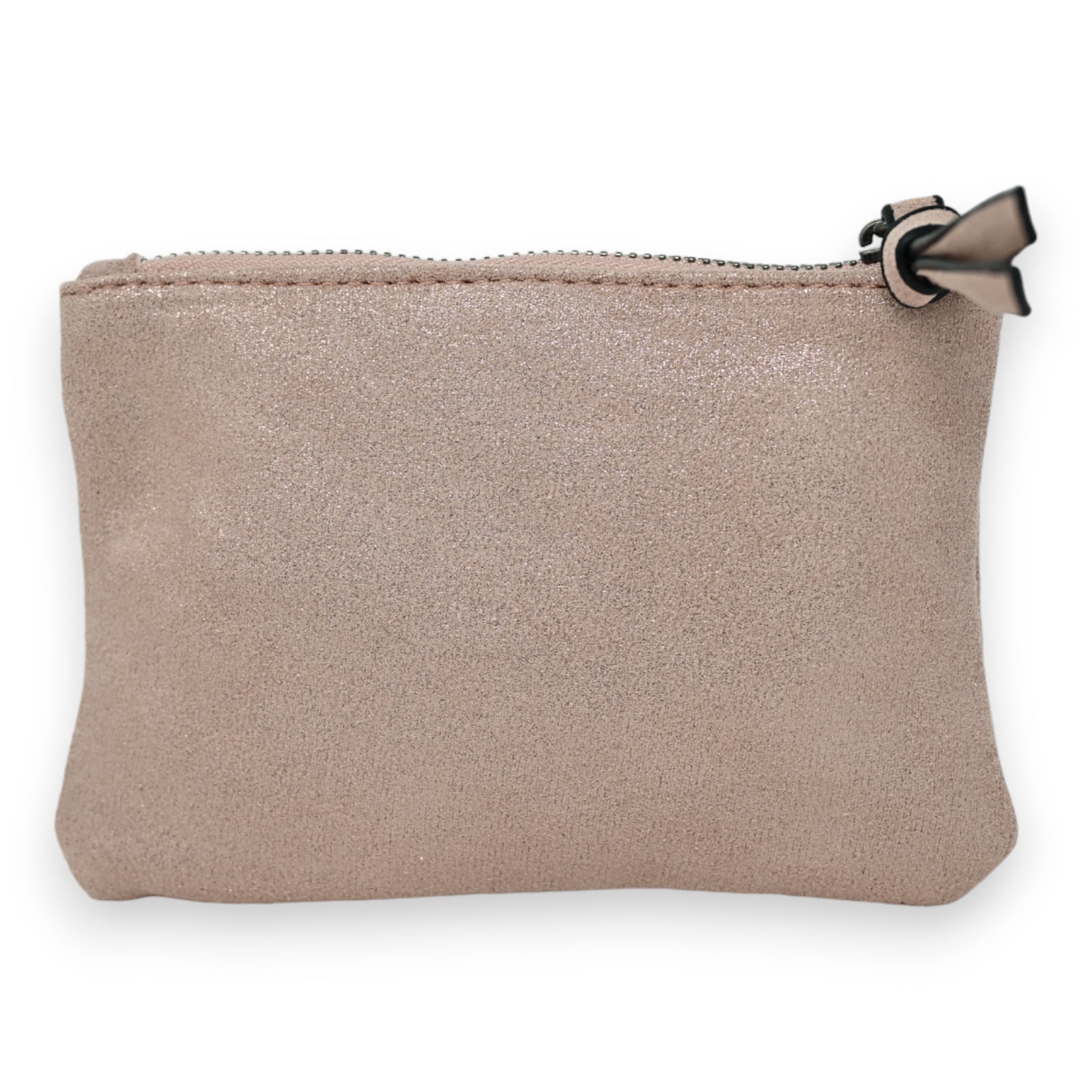 Weiche, glänzende Stoffgeldbörse in Rosé mit Reißverschluss und Sternanhänger, kleine Clutch für Münzen und Karten