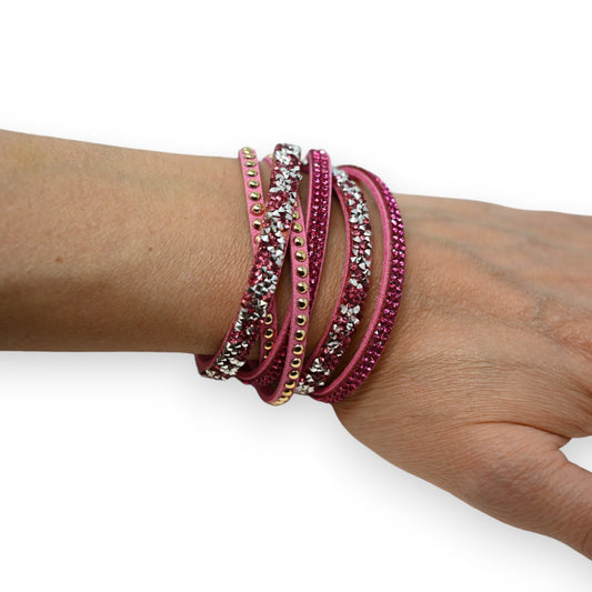 Doppelarmband Rosa Strass