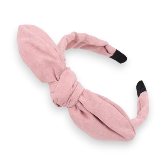 Haarreif aus Wildlederimitat in Rosa mit Knoten