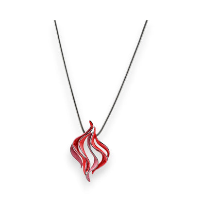 Elegante Silberkette mit rotem Flammen-Anhänger, modernes Design, ausgefallener Schmuck von Ikita