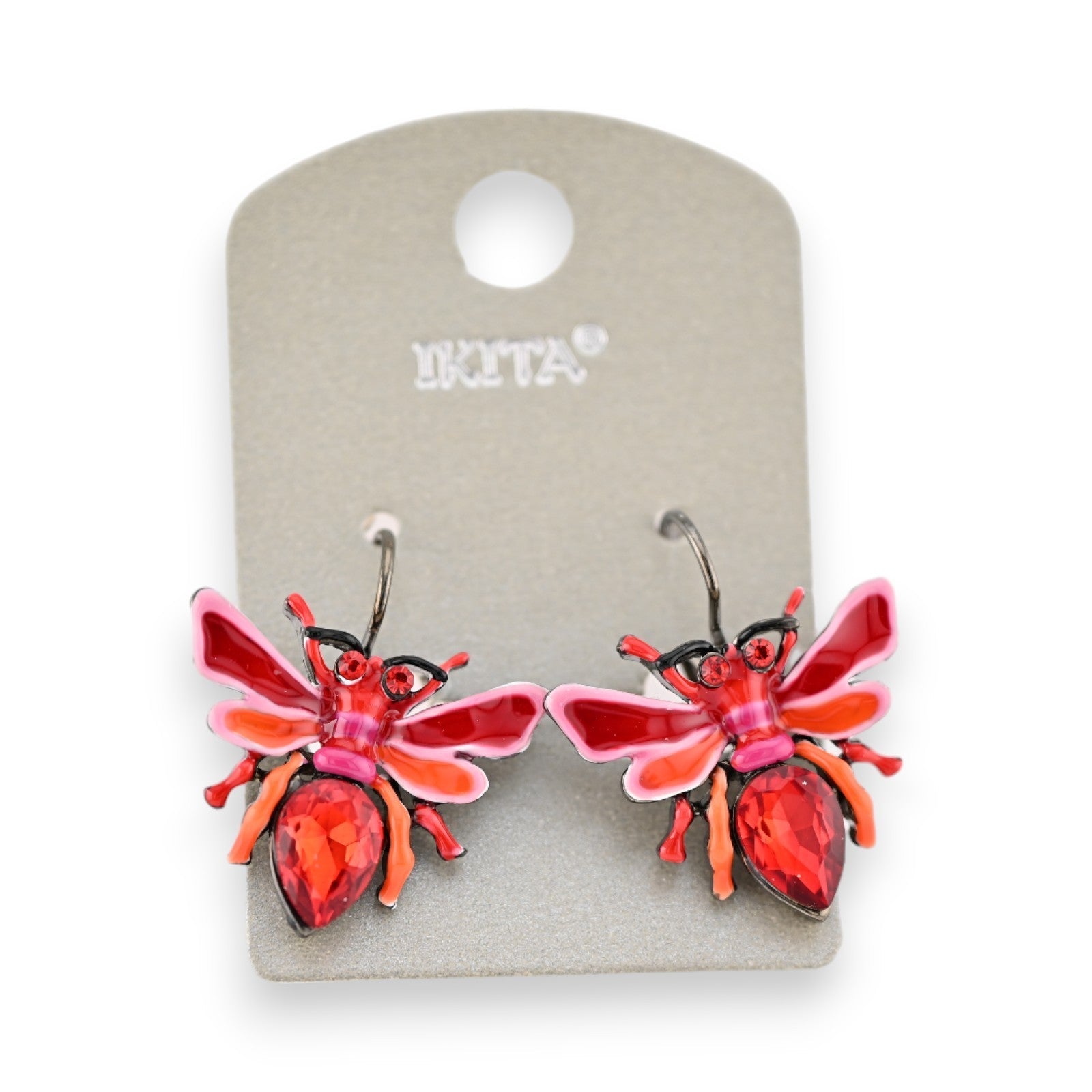 Rote Strass-Insekten-Ohrringe von Ikita