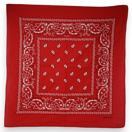 Rotes Bandana mit klassischem Paisley-Muster, 100% Baumwolle, quadratisches Tuch für Kopf oder Hals