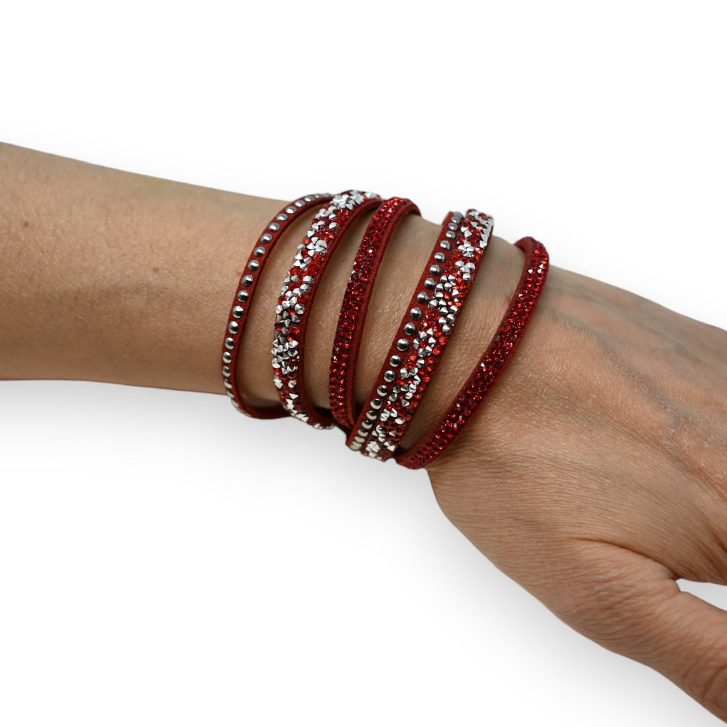 Doppeltes rotes Strass-Armband