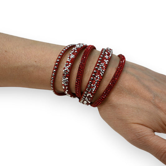 Doppeltes rotes Strass-Armband