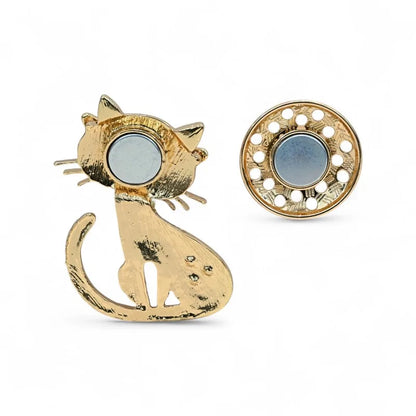 Rückseite der Magnetischen Brosche Katze mit Brauner Brille