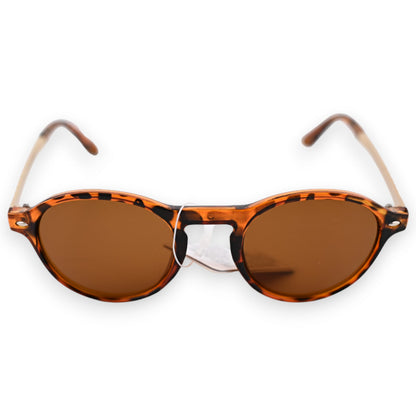 Runde Sonnenbrille mit braunen Gläsern und Schildpatt-Muster, klassisches Retro-Design für modischen Sonnenschutz