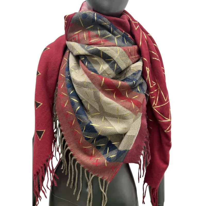 Schal 4 Seiten Fleece Bordeaux