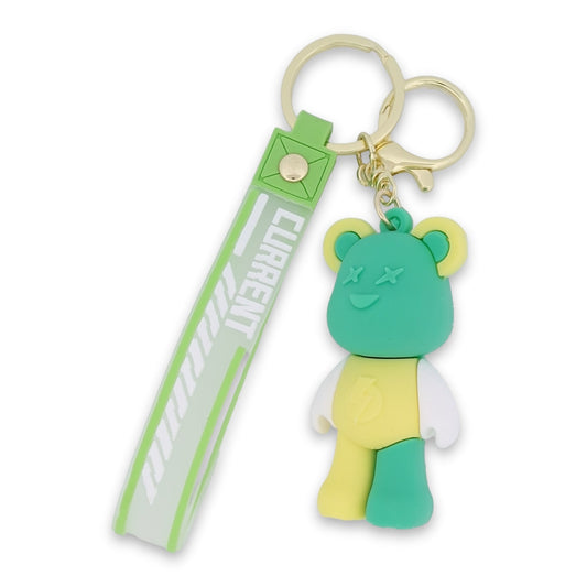 Schlüsselanhänger Plüschbär in pastellgrün und gelb