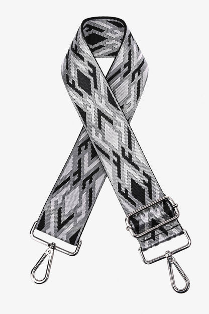 Schulterriemen aus Stoff mit geometrischem Schwarz-Grau-Muster
