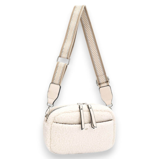 Schultertasche aus Bouclé-Stoff Gebrochen Weiß von David Jones