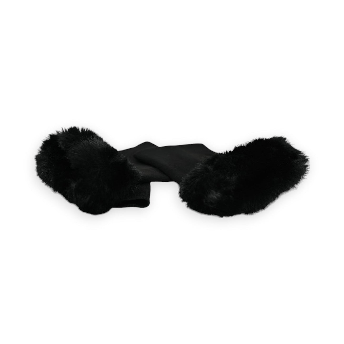 Schwarze Faux-Pelz-Handschuhe mit flauschigen Bündchen und glattem Handrücken, elegant und warm für den Winter