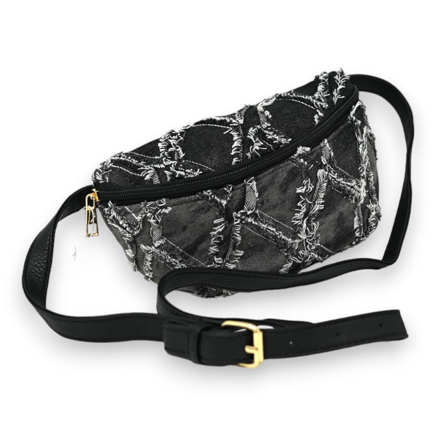 Schultertasche Bauchtasche Jeans schwarz verwaschen