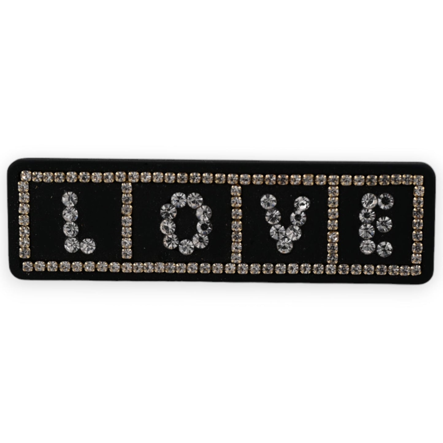 Schwarze LOVE-Haarklammer mit Strassen