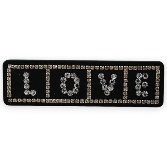 Schwarze LOVE-Haarklammer mit Strassen