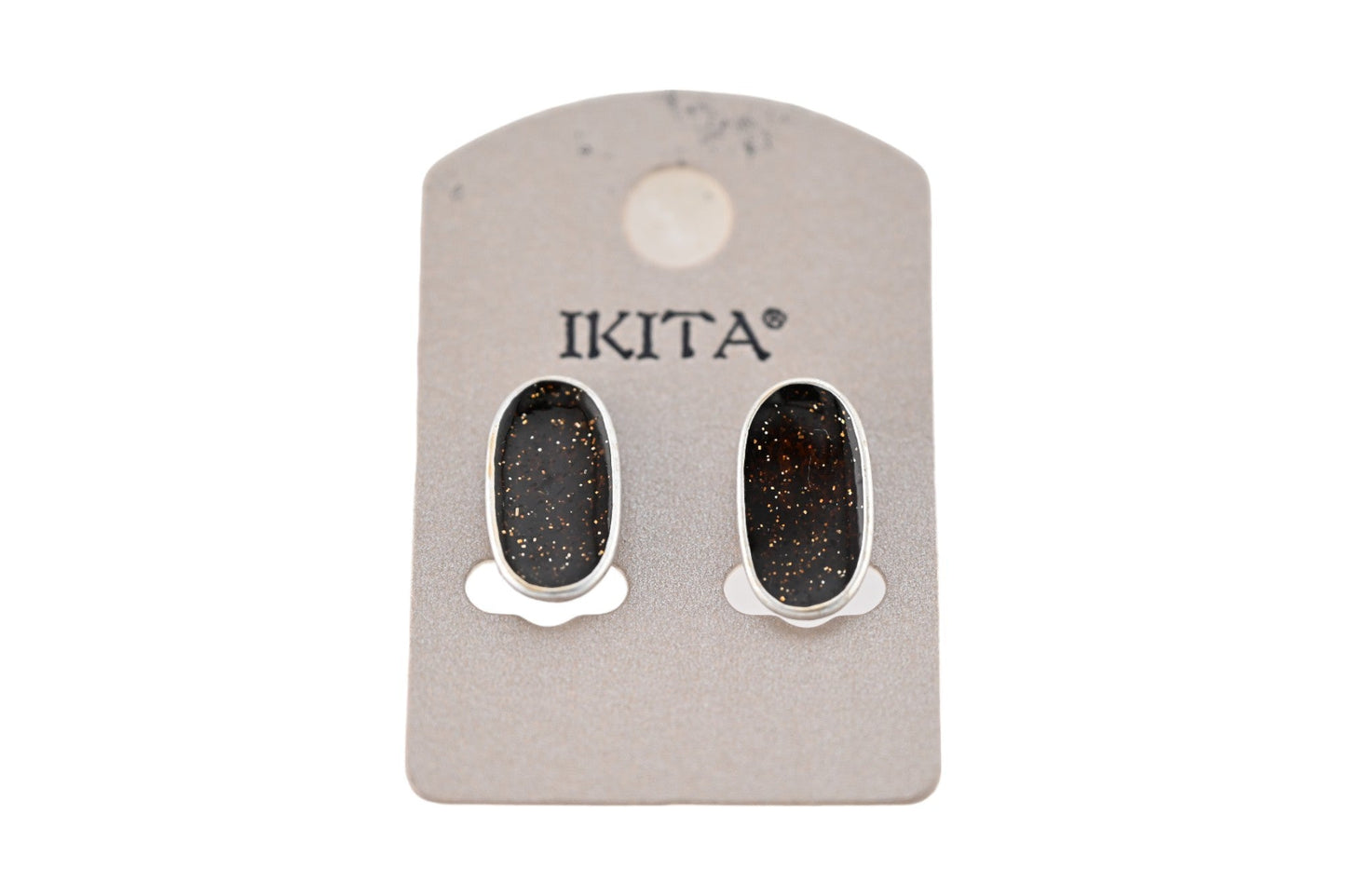 Schwarze ovale Glitzer-Ohrringe von Ikita