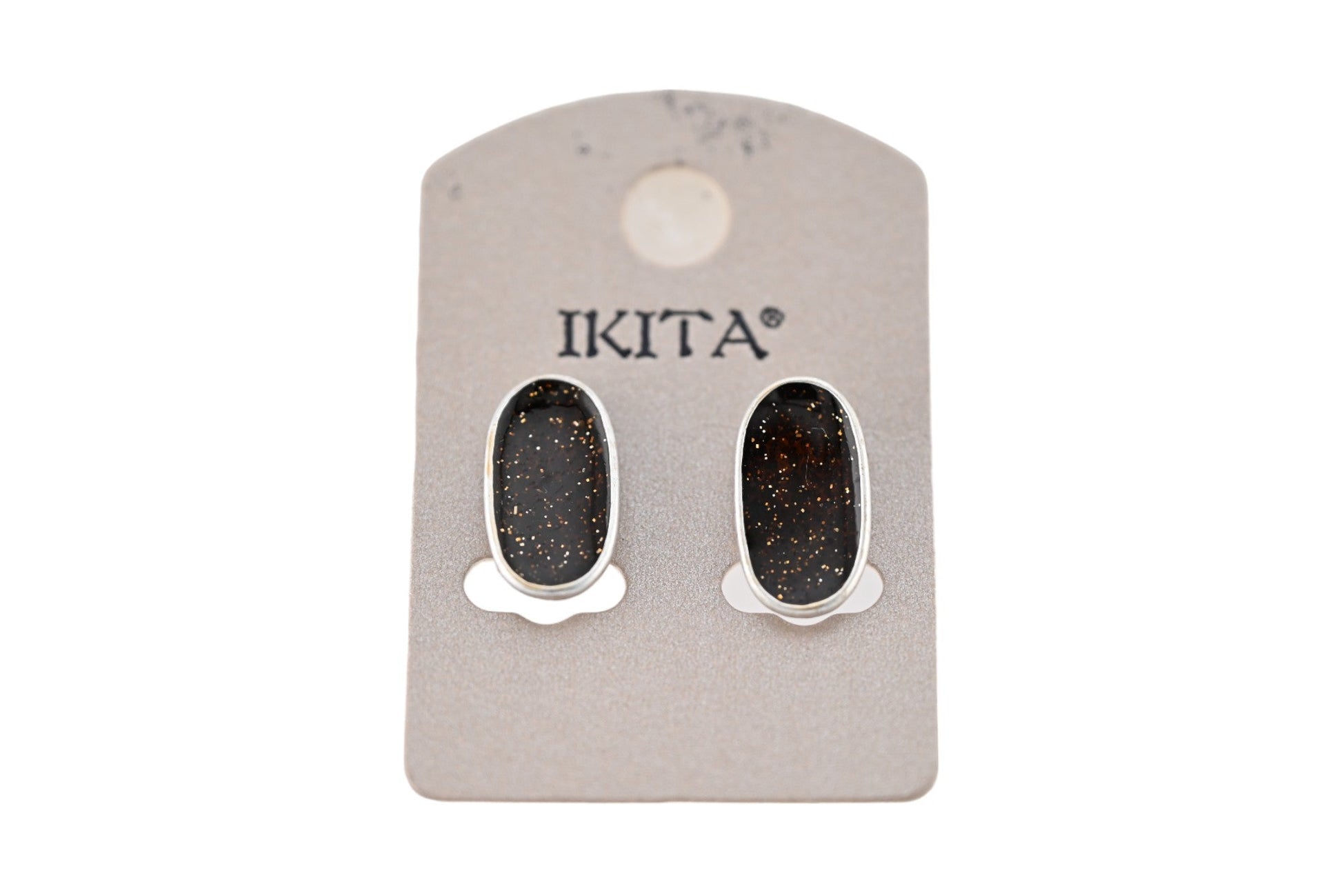 Schwarze ovale Glitzer-Ohrringe von Ikita