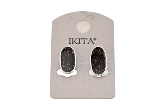 Schwarze ovale Glitzer-Ohrringe von Ikita