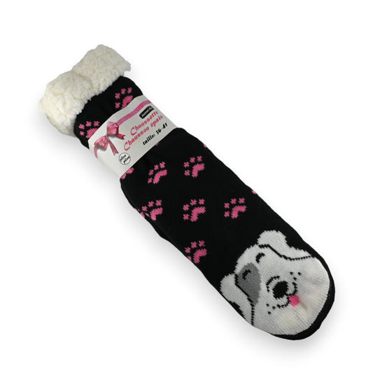 Socken Pantoffel Pilou Hundekopf