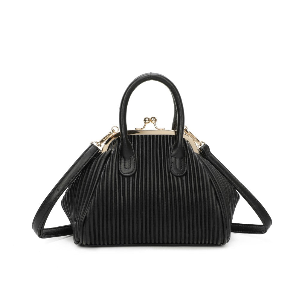 Schwarze Vintage-Handtasche mit goldenem Druckverschluss