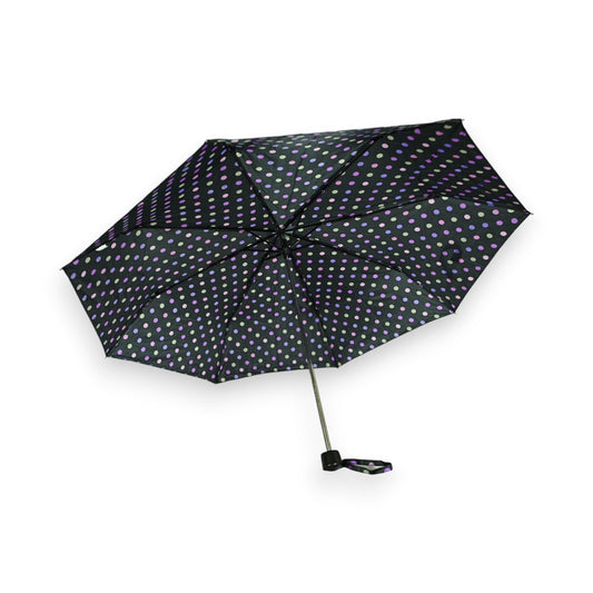 Manueller faltbarer Regenschirm mit rosa Punkten