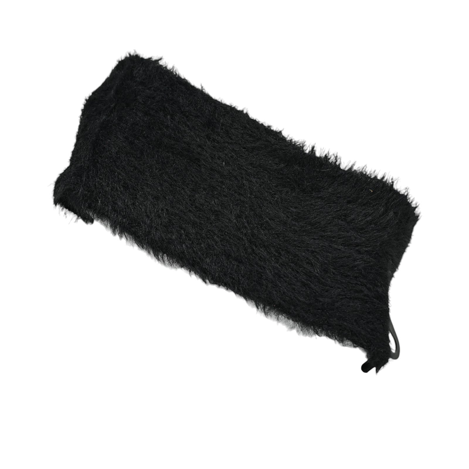 Schwarzes flauschiges Stirnband aus Plüsch mit Schleife, warmes Winteraccessoire für Damen, weich und stylisch