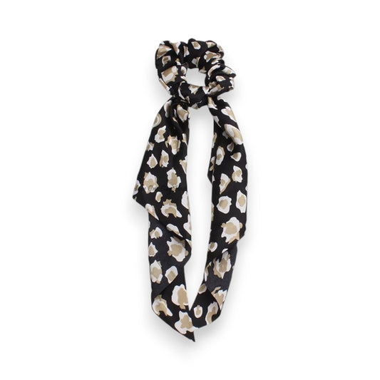 Scrunchie Haarband Leopard Schwarz und Beige