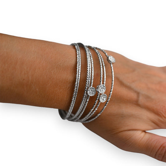 Bracelet rigide 8 rangs martelés