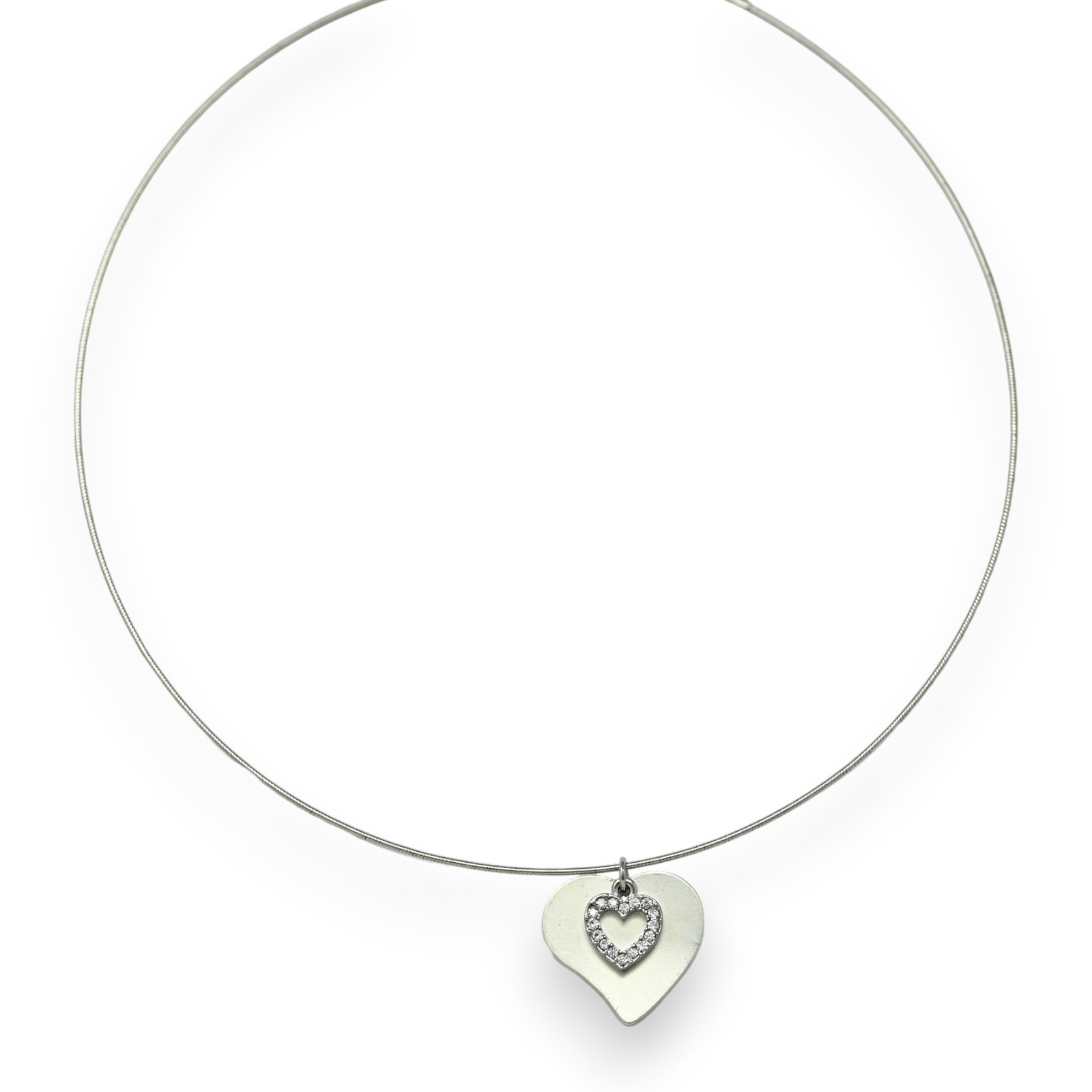 Zweifaches Herz Silber Halsband Fantasie-Kette